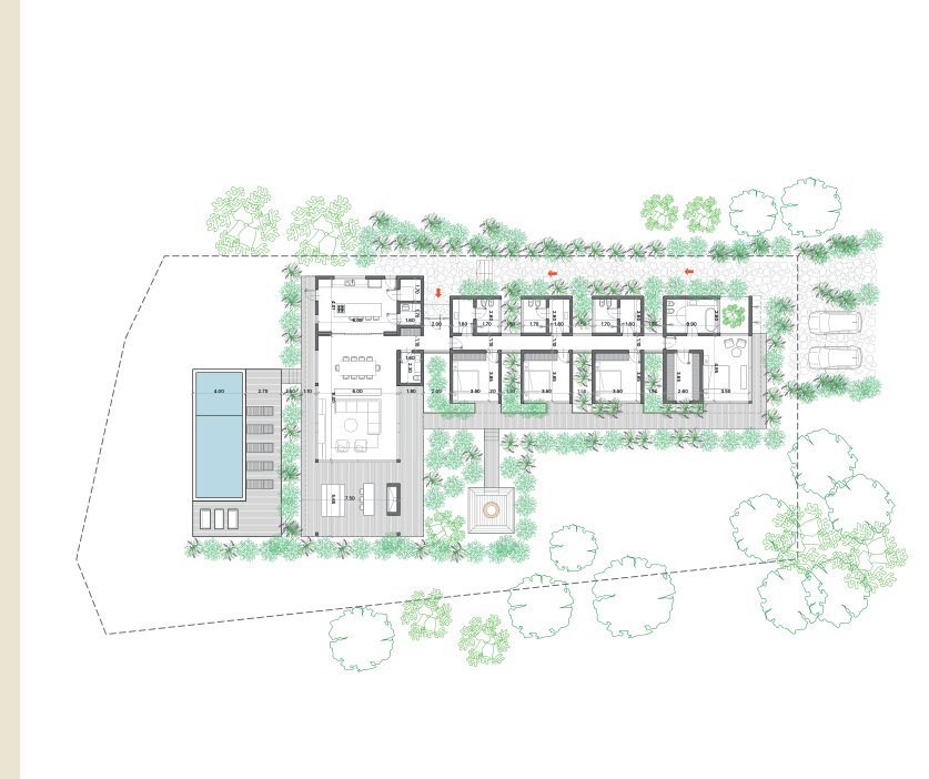 Tipología D · Planta, 260 m²